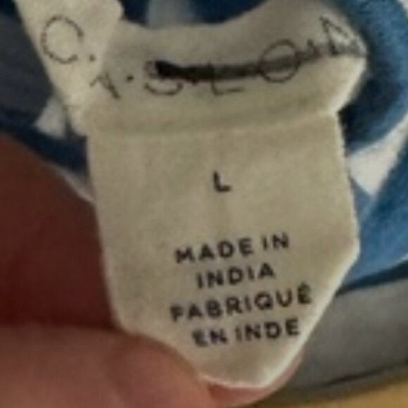 NEW Nordstrom Caslon Tie Back Cap Sleeve Striped Cotton Top Blue White Large L - Picture 10 of 10